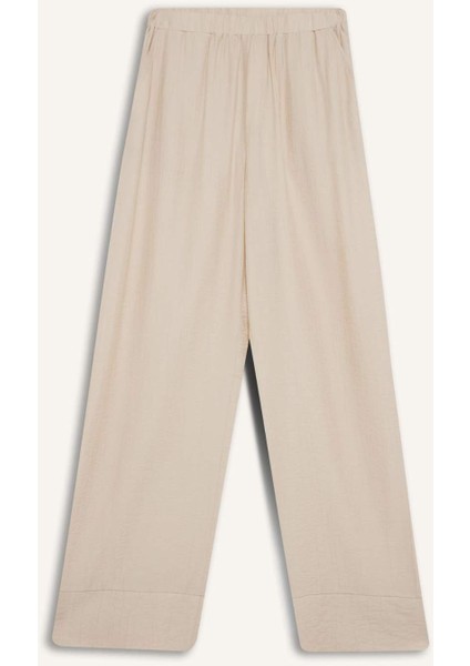 Wide Leg Beli Lastikli Krinkıl Kumaş Geniş Paça Pantolon D7591AX25SM