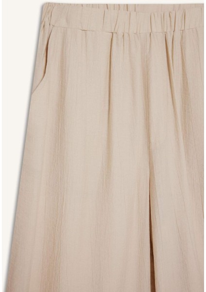 Wide Leg Beli Lastikli Krinkıl Kumaş Geniş Paça Pantolon D7591AX25SM