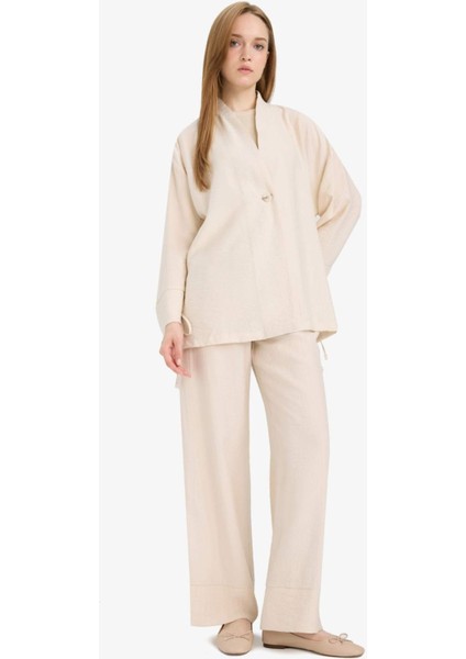 Relax Fit Krinkıl Kumaş Uzun Kollu Kimono Tunik E1109AX25SM