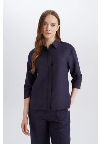 Regular Fit Basic Düz Yarım Kollu Gömlek E4987AX25SP