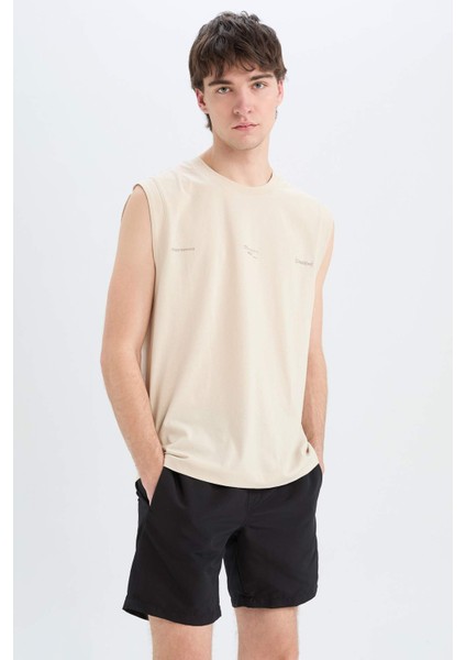 Regular Fit Kısa Boy Cepli File Astarlı Beli Bağcıklı Düz Hafif Kumaş Deniz Şortu E5133AXNS