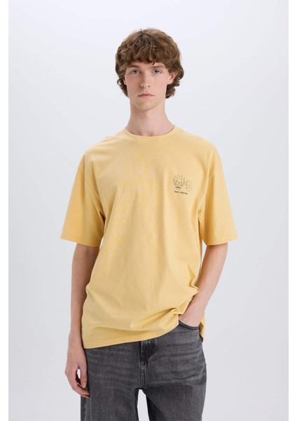 %100 Pamuk Rick and Morty Boxy Fit Bisiklet Yaka Sırt Baskılı Kısa Kollu Tişört E3264AX25SM