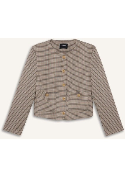 Bisiklet Yaka Kareli Blazer Ceket E5231AX24CW