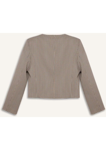 Bisiklet Yaka Kareli Blazer Ceket E5231AX24CW