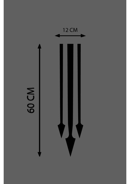 Oto Kaput Özel Yeni Sticker Ok Ucu 3'lü Siyah 12*60 cm modelleri