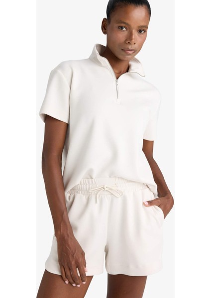 Fit Standart Fit Dik Yaka Sporcu Modal Kısa Kollu Tişört E2931AX25SM