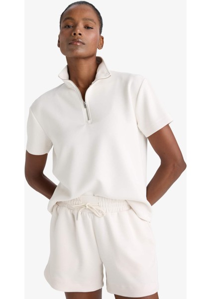 Fit Standart Fit Dik Yaka Sporcu Modal Kısa Kollu Tişört E2931AX25SM