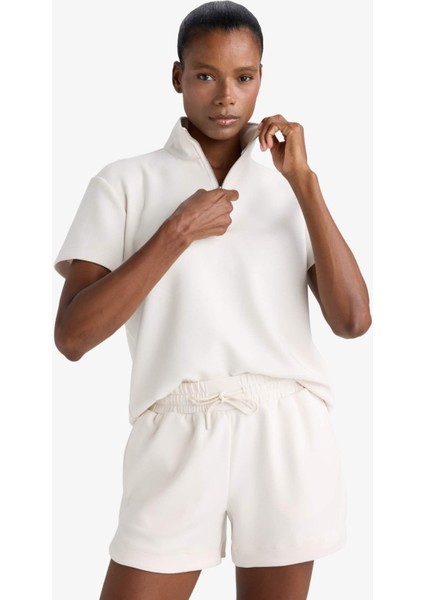 Fit Standart Fit Dik Yaka Modal Kısa Kollu Tişört