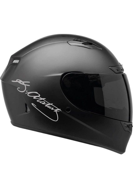 Tek Renk Atatürk Imzalı Kask Sticker Etiket Modeli 20 cm 2 Adet