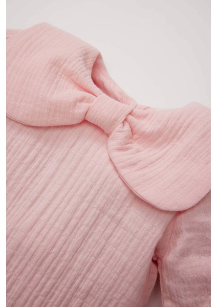 Kız Bebek Büyük Yaka Müslin Uzun Kollu Gömlek