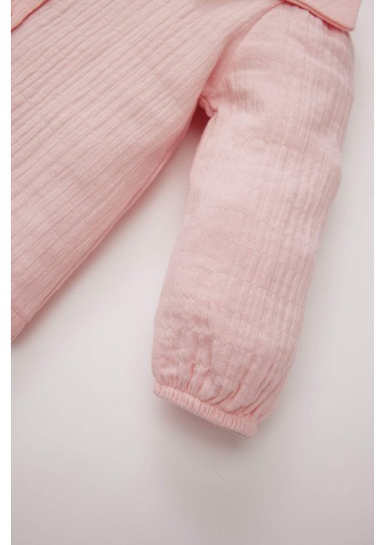 Kız Bebek Büyük Yaka Müslin Uzun Kollu Gömlek