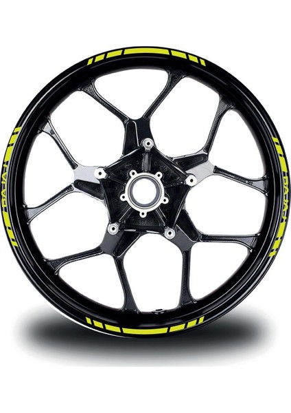 Bajaj Yazılı Kısa Yazısız Kısa Dış Şerit 16'lı Tek Renk Jant Sticker Modeli modelleri