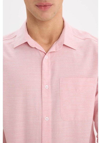 Modern Fit Polo Yaka Basic Düz Uzun Kollu Gömlek E5045AX25SM