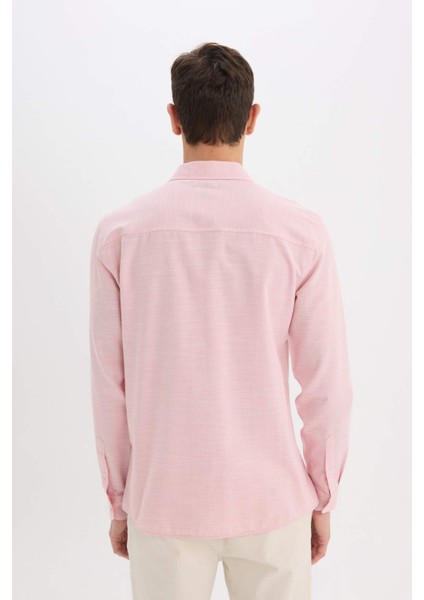 Modern Fit Polo Yaka Basic Düz Uzun Kollu Gömlek E5045AX25SM