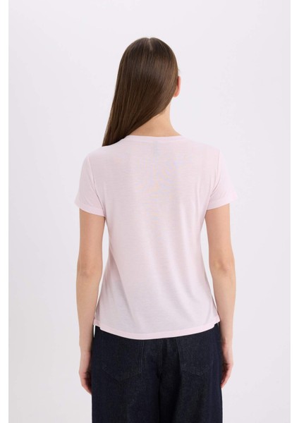 Regular Fit Bisiklet Yaka Basic Düz Kısa Kollu Tişört W7299AZ25SP