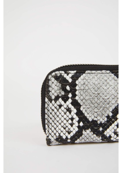 Kadın Yılan Desenli Fermuarlı Bozuk Para Cüzdanı E5487AXNS