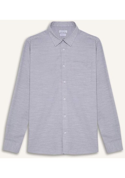 Modern Fit Polo Yaka Basic Düz Uzun Kollu Gömlek E5045AX25SM