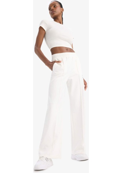 Fit Wide Leg Geniş Paça Çift Cepli Standart Boy Sporcu Pantolon