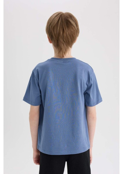 Erkek Çocuk Superman Bisiklet Yaka Kısa Kollu Tişört E3102A825SM