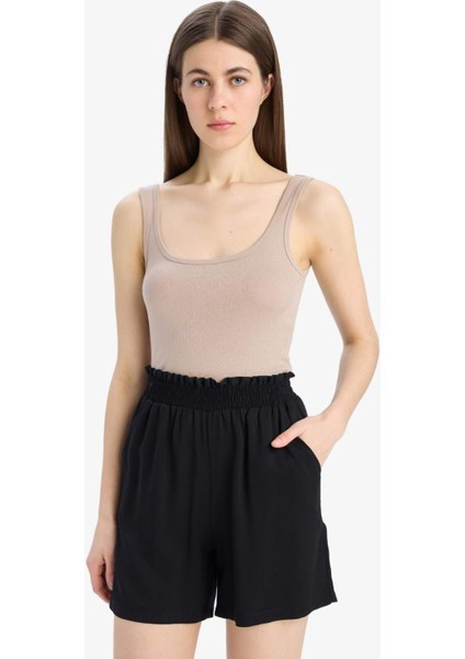 Paperbag Yüksek Bel Geniş Paça Belmando Şort T0883AZ25SM