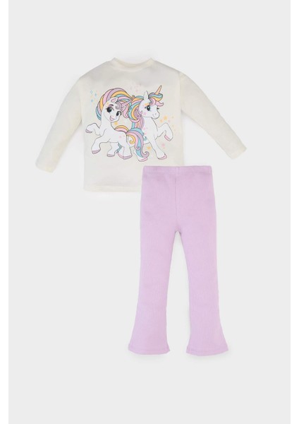 Kız Bebek 2'li Takım Unicorn Baskılı Uzun Kollu Tişört İspanyol Paça Tayt E5558A525SP