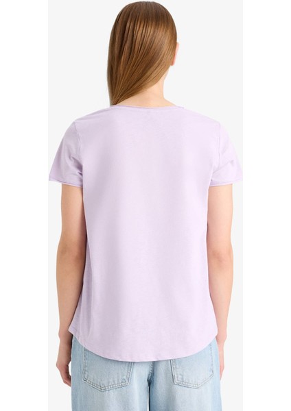 Regular Fit V Yaka Basic Düz Kısa Kollu Tişört K1507AZ25SM