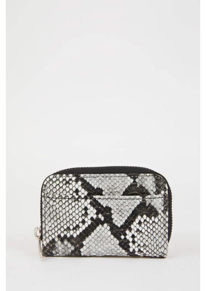 Kadın Yılan Desenli Fermuarlı Bozuk Para Cüzdanı E5487AXNS