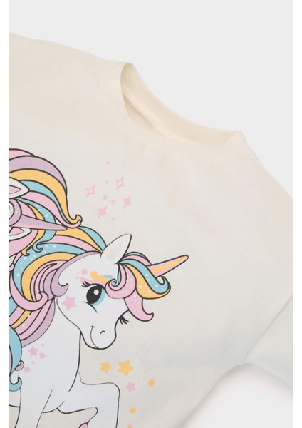 Kız Bebek 2'li Takım Unicorn Baskılı Uzun Kollu Tişört İspanyol Paça Tayt E5558A525SP