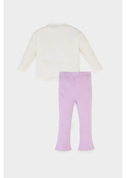 Kız Bebek 2'li Takım Unicorn Baskılı Uzun Kollu Tişört İspanyol Paça Tayt E5558A525SP
