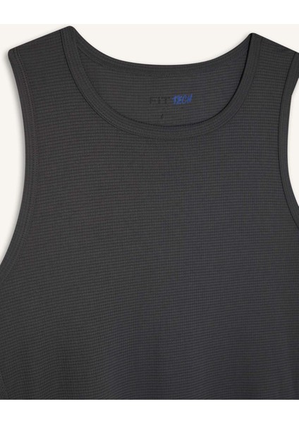 Fit Hızlı Kuruyan Esnek Kumaş Slim Fit Dar Kesim Bisiklet Yaka Sporcu Atlet E2434AX25SM