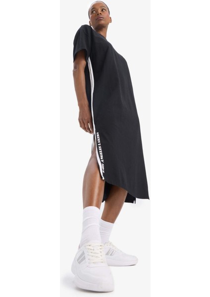 Fit NBA Los Angeles Lakers Oversize Geniş Kalıp Kısa Kollu Pike Midi Elbise B9962AX25SM