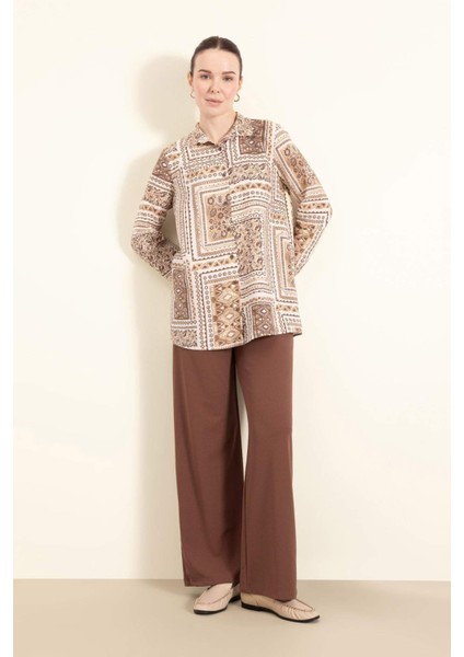 Regular Fit Cepli Krep Geniş Paça Palazzo Pantolon E5759AX25SP