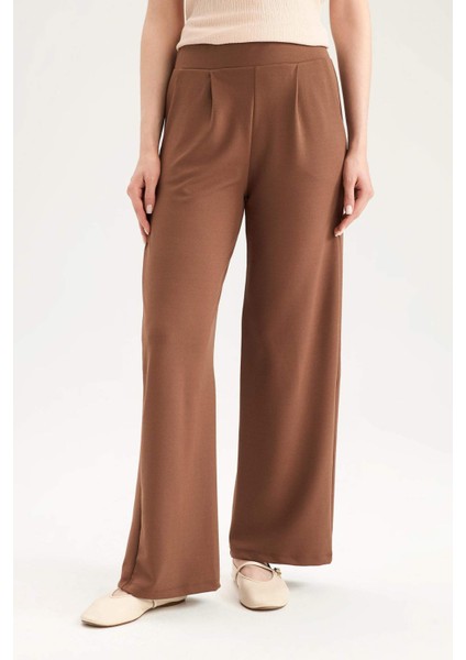 Regular Fit Cepli Krep Geniş Paça Palazzo Pantolon E5759AX25SP