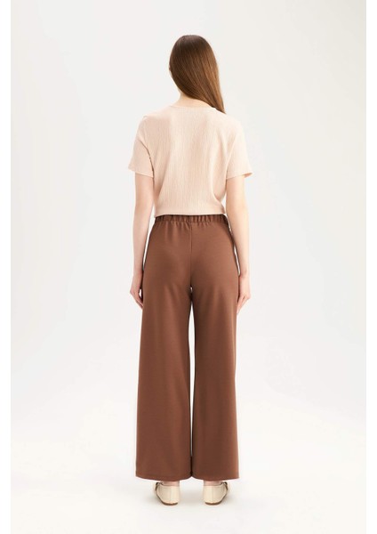 Regular Fit Cepli Krep Geniş Paça Palazzo Pantolon E5759AX25SP