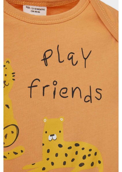 Erkek Bebek Yenidoğan Desenli Penye 2'li Kısa Kollu Tulum E4015A525SM