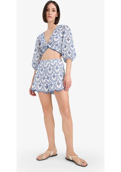 Desenli Nakışlı Brode Plaj Üstü-Fall in Love C6172AX25SM