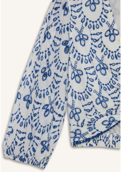 Desenli Nakışlı Brode Plaj Üstü-Fall in Love C6172AX25SM