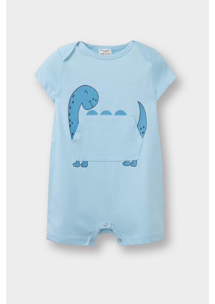 Erkek Bebek Yenidoğan Dinozor Baskılı Penye Kısa Kollu 2'li Tulum E4013A525SM