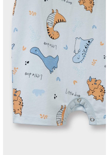 Erkek Bebek Yenidoğan Dinozor Baskılı Penye Kısa Kollu 2'li Tulum E4013A525SM