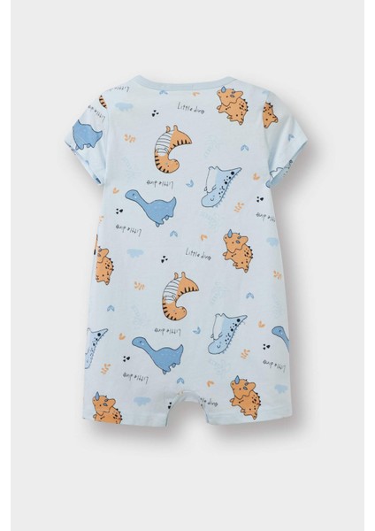 Erkek Bebek Yenidoğan Dinozor Baskılı Penye Kısa Kollu 2'li Tulum E4013A525SM