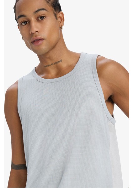 Fit Hızlı Kuruyan Esnek Kumaş Slim Fit Dar Kesim Bisiklet Yaka Sporcu Atlet E2434AX25SM