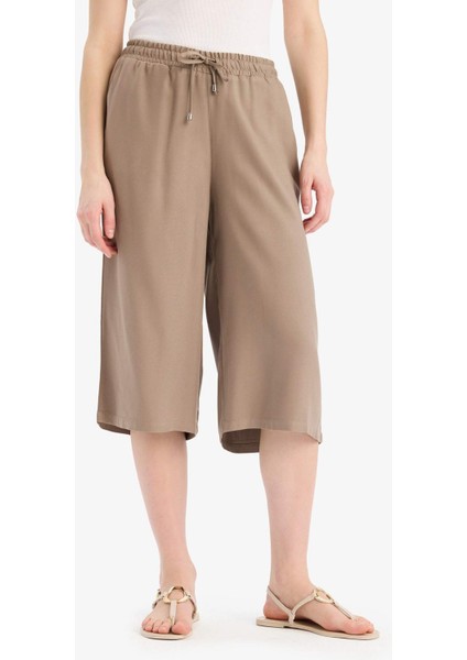 Yüksek Bel Beli Lastikli Bağcıklı Belmando Kapri I6798AZ25SM