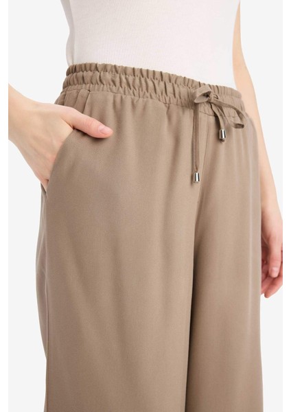 Yüksek Bel Beli Lastikli Bağcıklı Belmando Kapri I6798AZ25SM