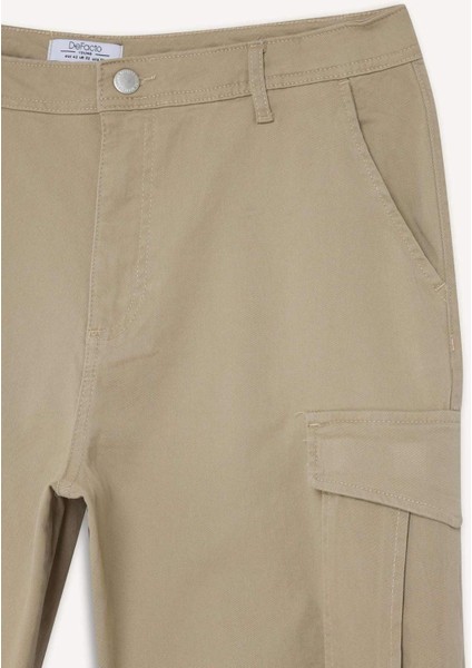 Wide Leg Bol Rahat Kesim Kargo Cepli Geniş Paça Gabardin Pantolon E5810AX25SP