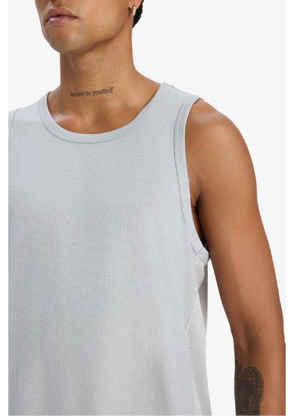 Fit Hızlı Kuruyan Esnek Kumaş Slim Fit Dar Kesim Bisiklet Yaka Sporcu Atlet E2434AX25SM