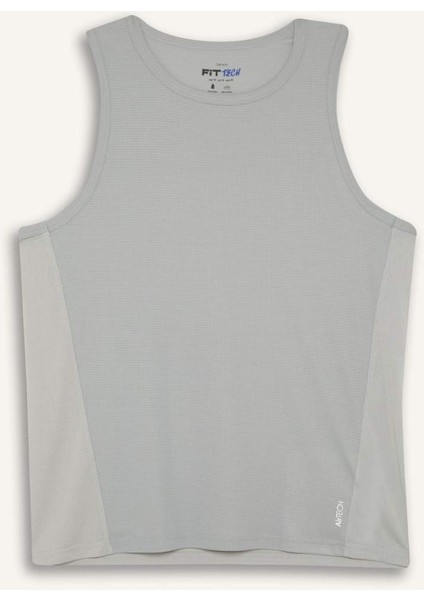 Fit Hızlı Kuruyan Esnek Kumaş Slim Fit Dar Kesim Bisiklet Yaka Sporcu Atlet E2434AX25SM