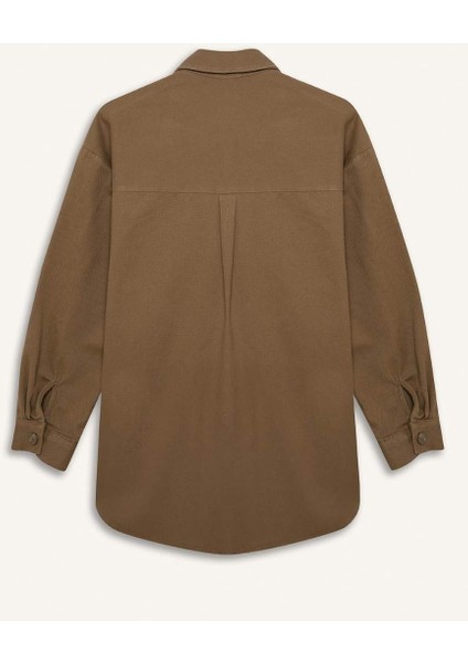 Relax Fit Basic Düz Gabardin Uzun Kollu Gömlek Tunik