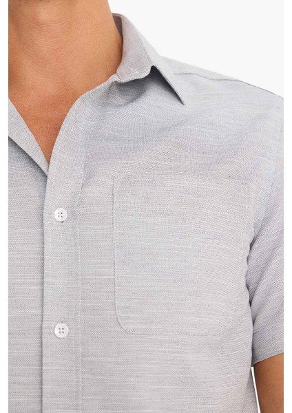 Modern Fit Yazlık Polo Yaka Basic Düz Kısa Kollu Gömlek E5077AX25SM