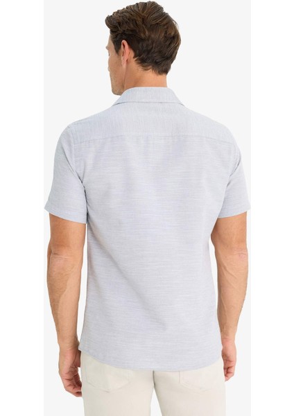 Modern Fit Yazlık Polo Yaka Basic Düz Kısa Kollu Gömlek E5077AX25SM