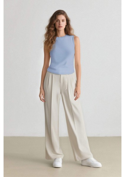 Wide Leg Kumaş Palazzo Pantolon Üç Cepli Normal Bel Standart Boy E5970AX25SP